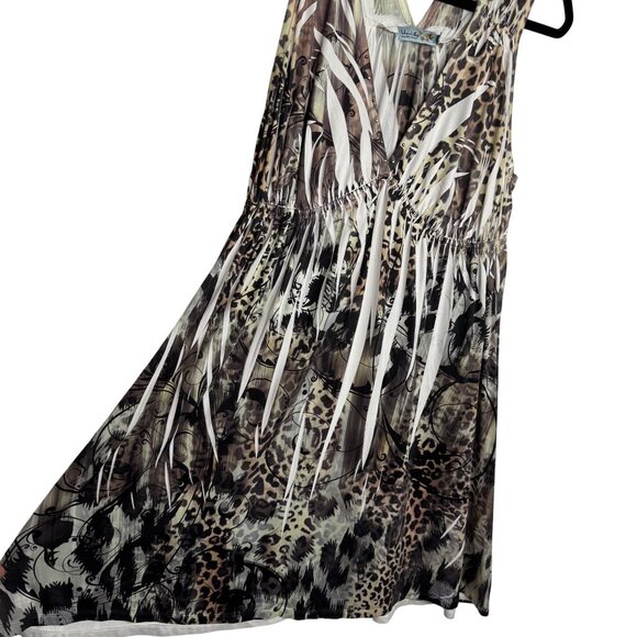 Y2K Unity World Wear Animal Print Stretchy Fairy Boho Babydoll Dress Size Small - Picture 2 of 8